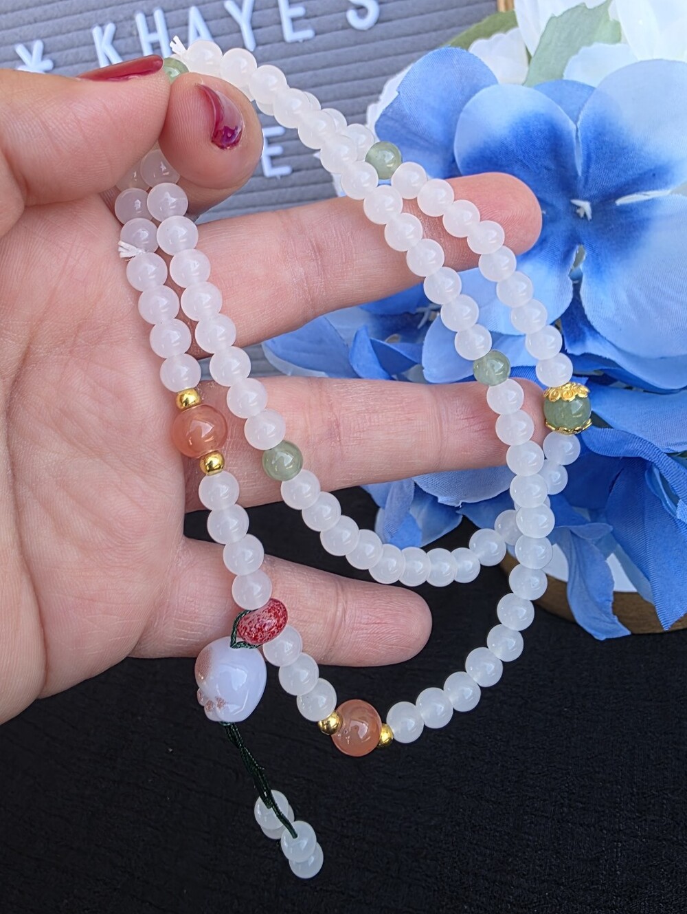 White And Green Jade Necklace - NWT